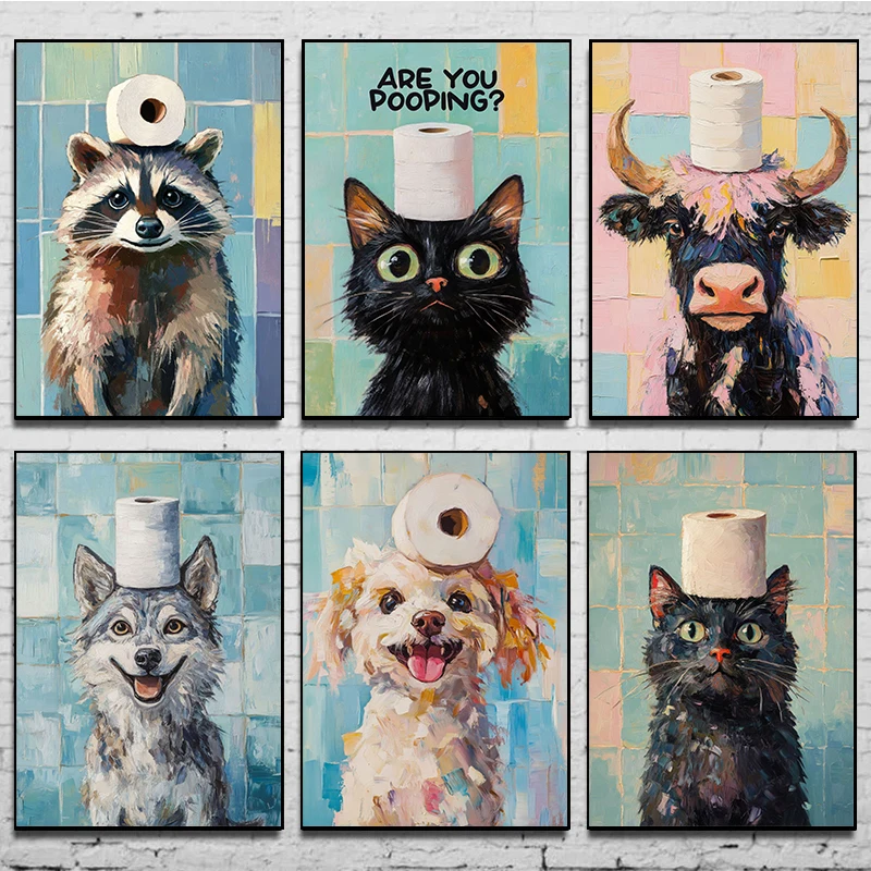 Home Bathroom Toilet - 1pc frameless Toilet Paper Animal Poster