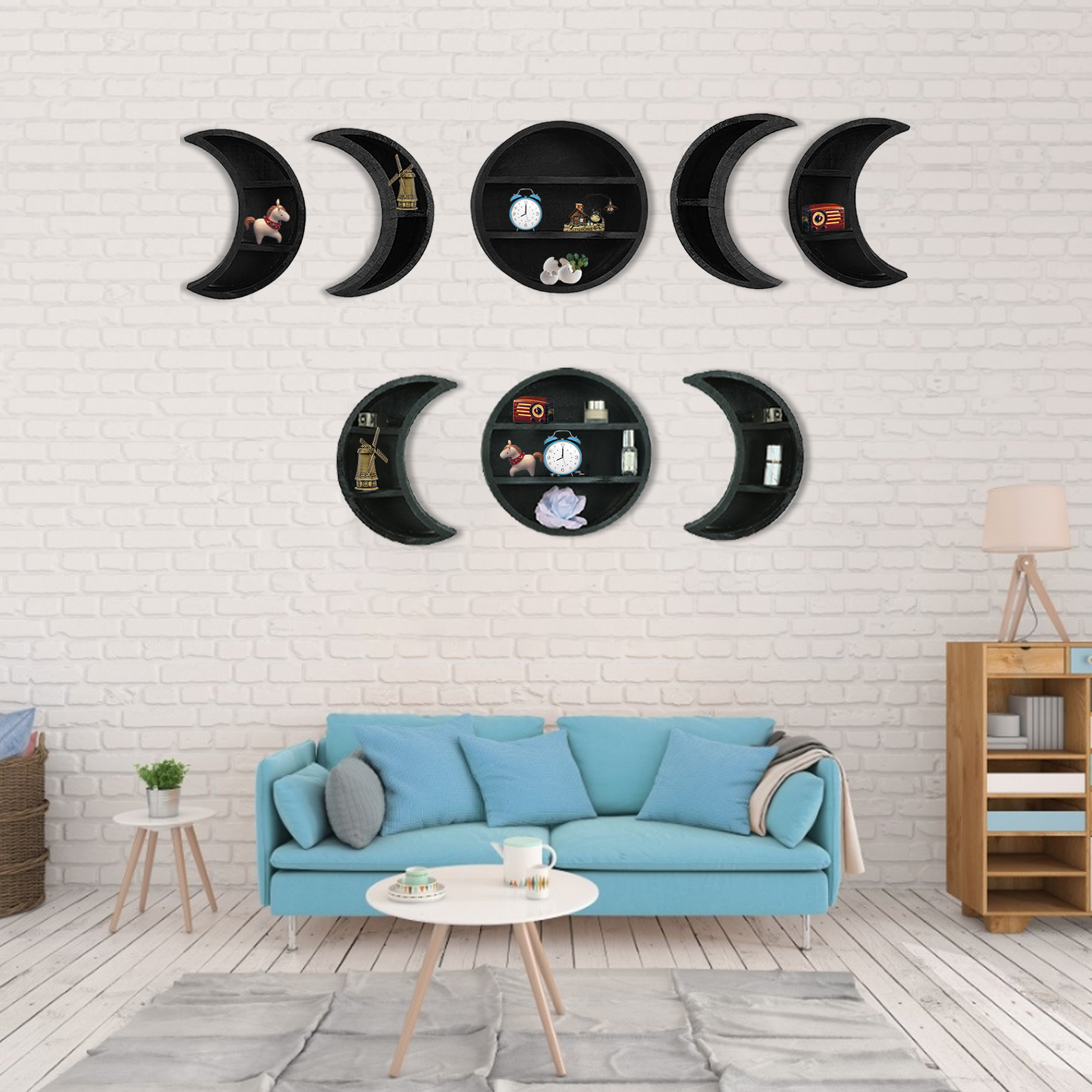 Home Essentials Bathroom Rack - Wooden Moon Shelves Bohemian Moon Cycle