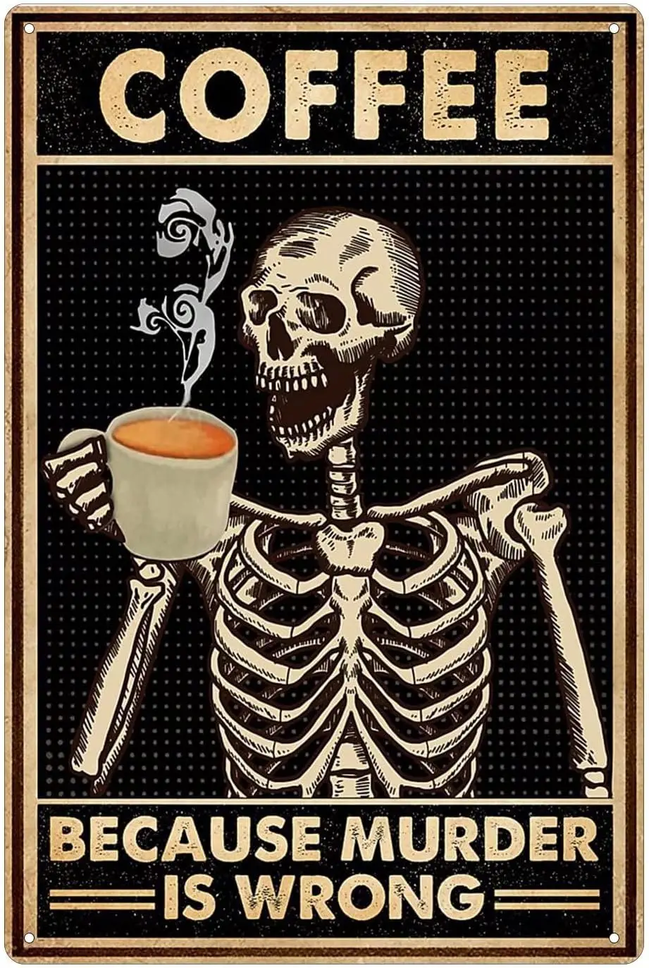 Home Bathroom Toilet - Bakaevsm Coffee Skull Tin Sign Old