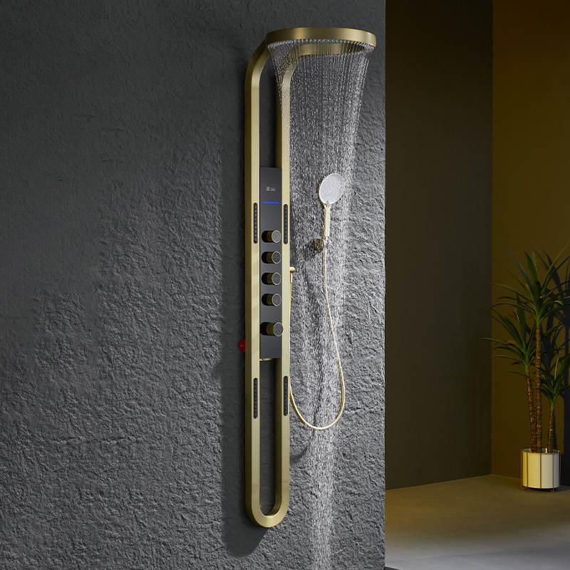 Shower Head Rain - Brushed Gold Rain Shower Head LED