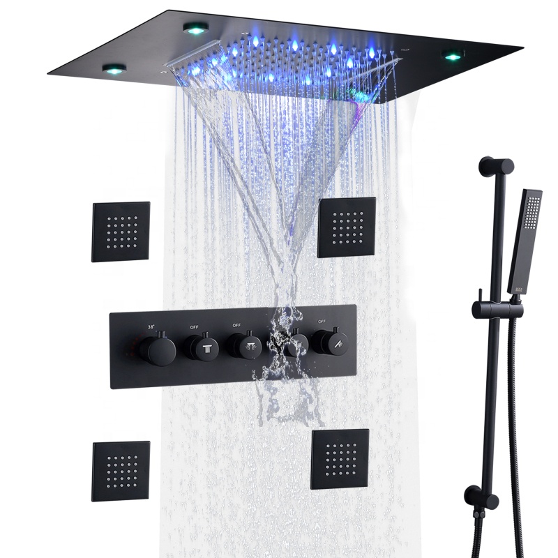 Shower Head Rain - Matte Black Bath & Shower Faucets