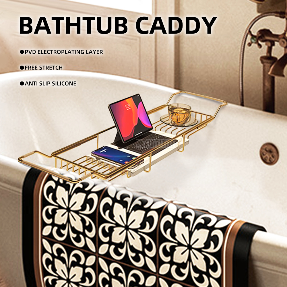Bath Caddy Tray - Extendable Bathtub Caddy, Non-Slip Bath Tray