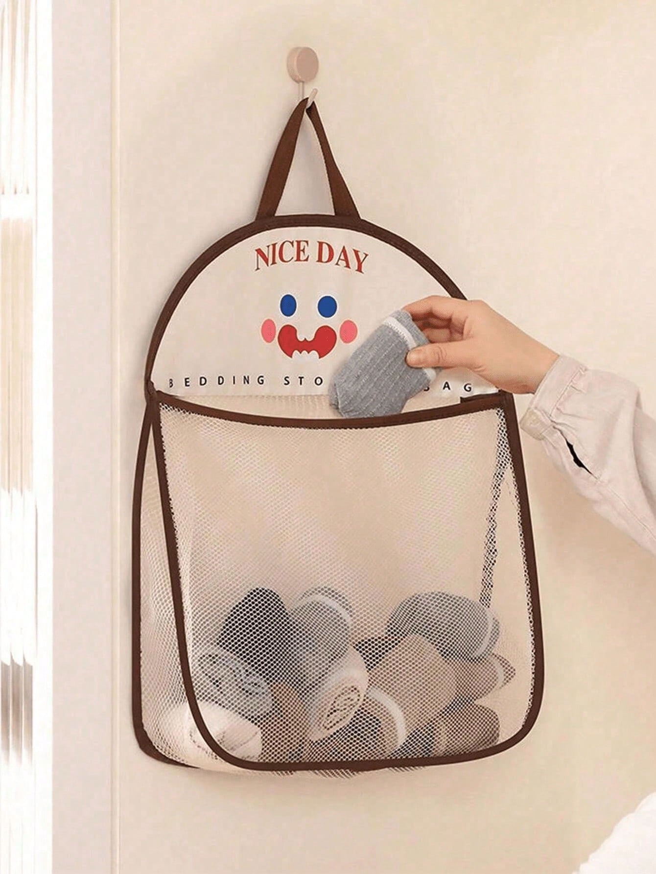 Home Essentials Bathroom Organizer - 4pcs Hanging Mesh Storage Bags, Polyester
