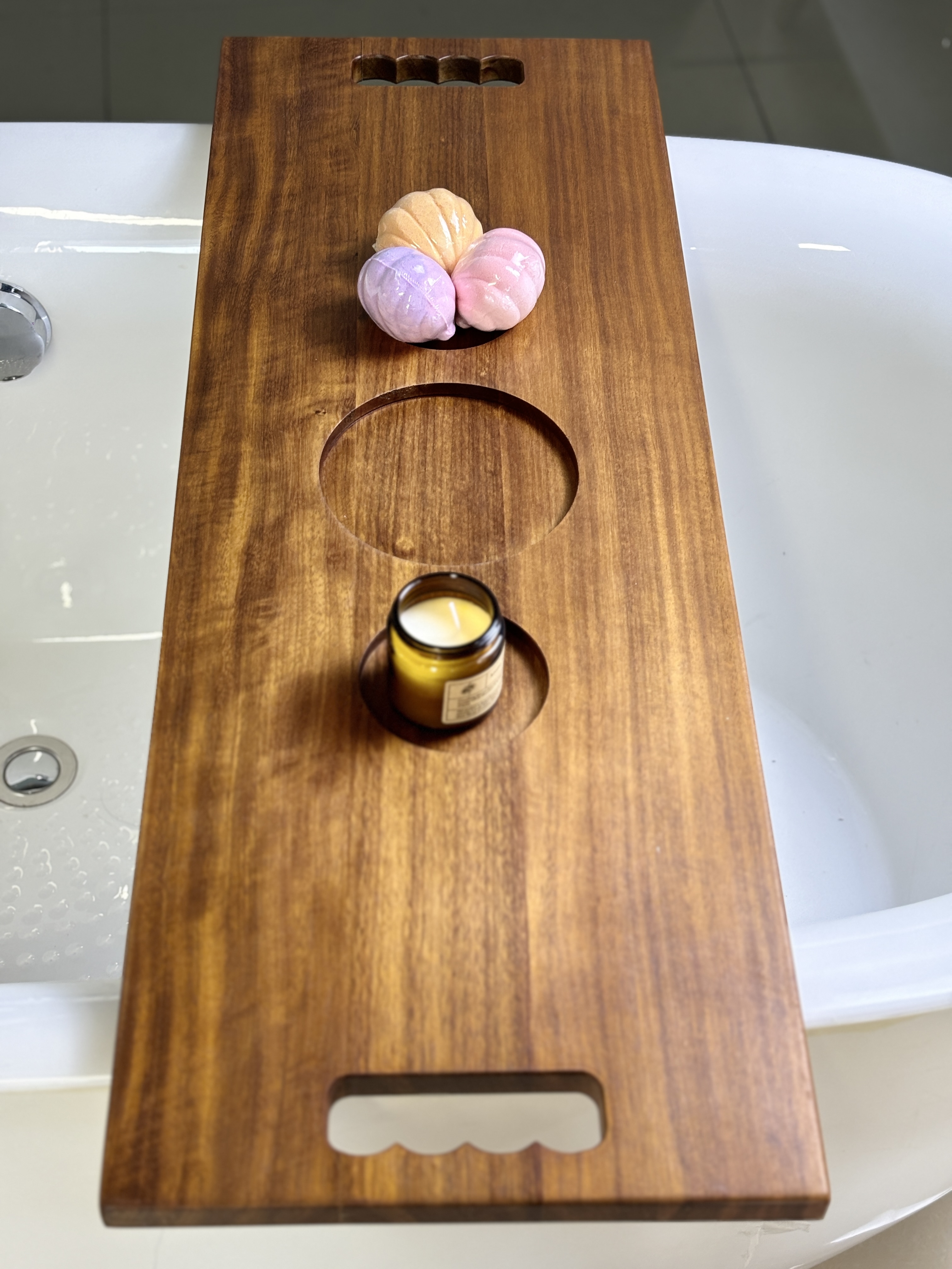 Solid Wood Bathtub Tray with S - Bath Caddy Tray ulasan dan harga