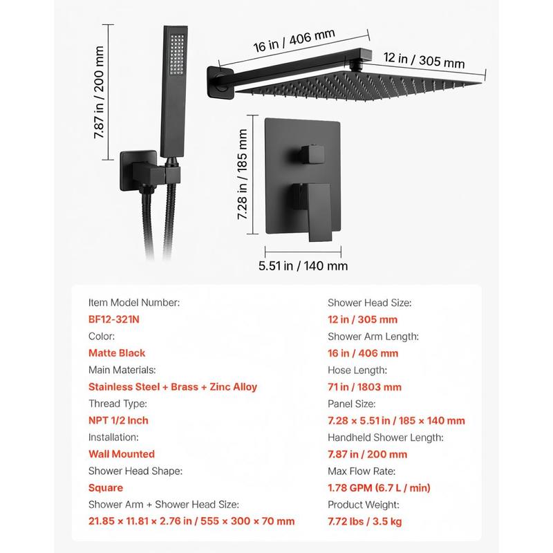 Shower Faucet Set, Rainfall Ba - Shower Head Rain ulasan dan harga
