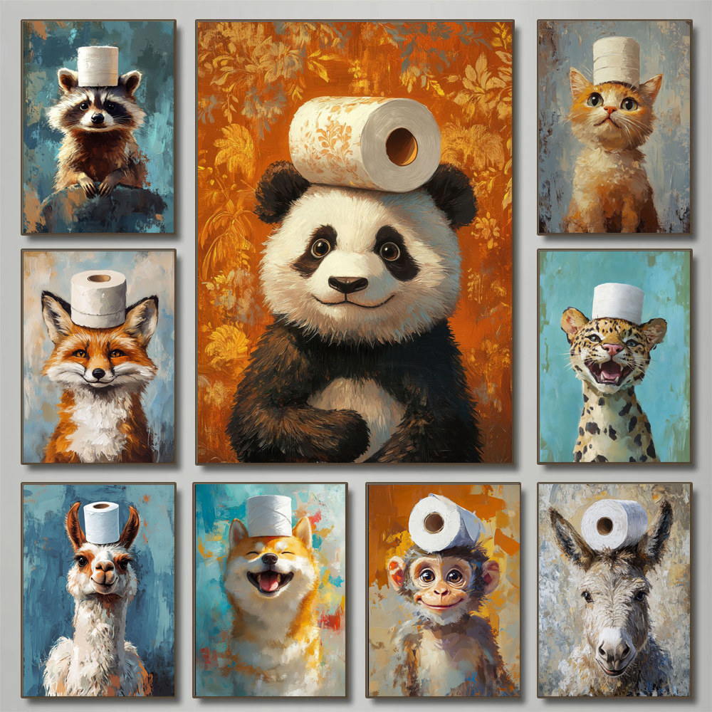 Cartoon Cute Funny Animals wit - Home Bathroom Toilet ulasan dan harga