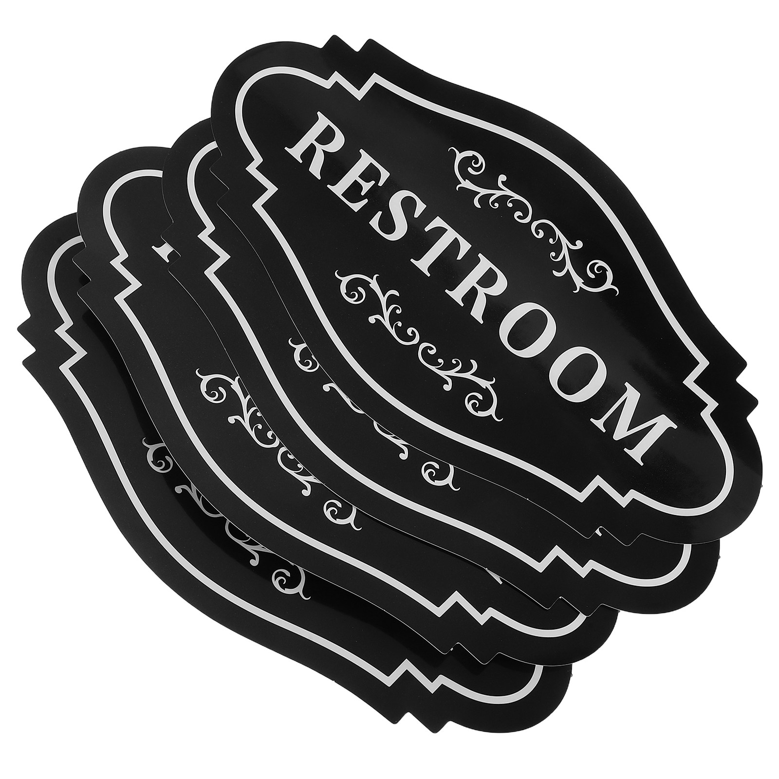 4Pcs Restroom Vinyl Decal Blac - Home Bathroom Toilet ulasan dan harga
