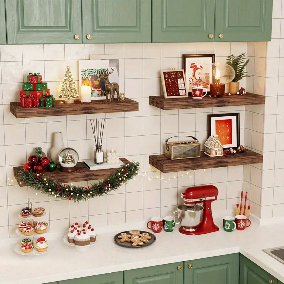 4 Sets 15.8in Floating Shelves - Home Essentials Bathroom Rack ulasan dan harga