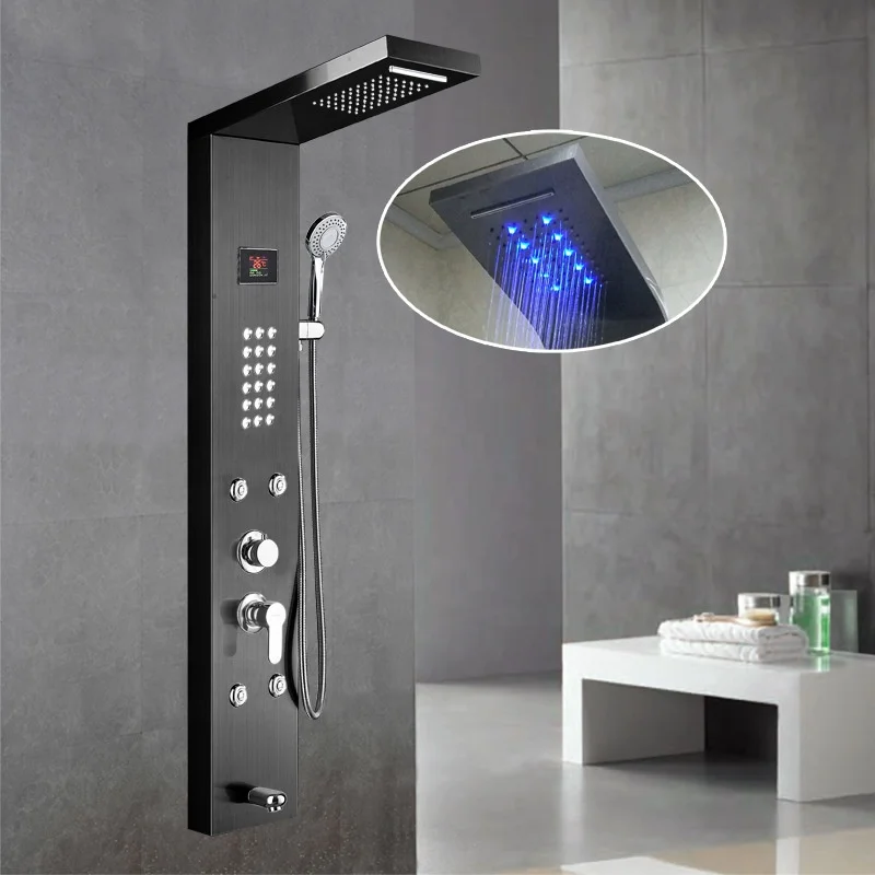 Luxury Black Color Thermostati - Shower Head Rain ulasan dan harga