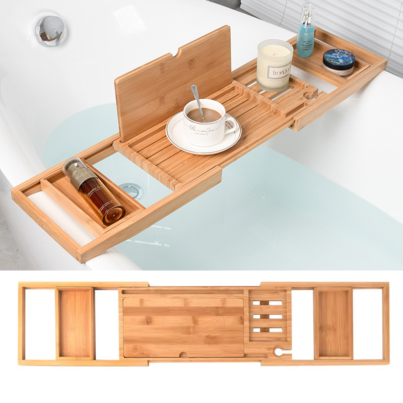 Expandable Wooden Bathtub Tray - Bath Caddy Tray ulasan dan harga