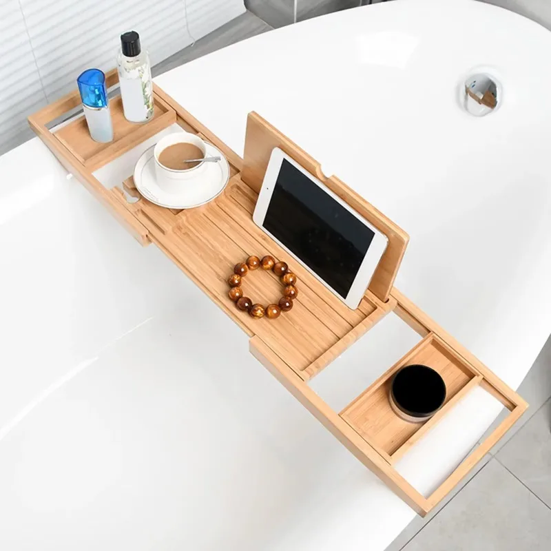 Expandable Wooden Bathtub Tray - Bath Caddy Tray ulasan dan harga