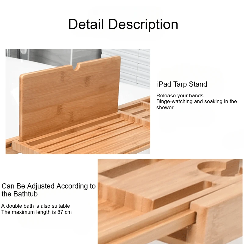 Expandable Wooden Bathtub Tray - Bath Caddy Tray ulasan dan harga