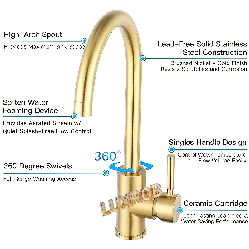 Stainless Steel Brushed Gold F - Home Hardware Bathroom Faucets ulasan dan harga