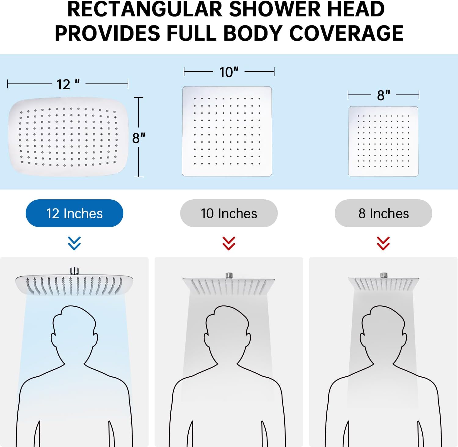 12 Inch All Metal Rain Shower  - Shower Head Rain ulasan dan harga