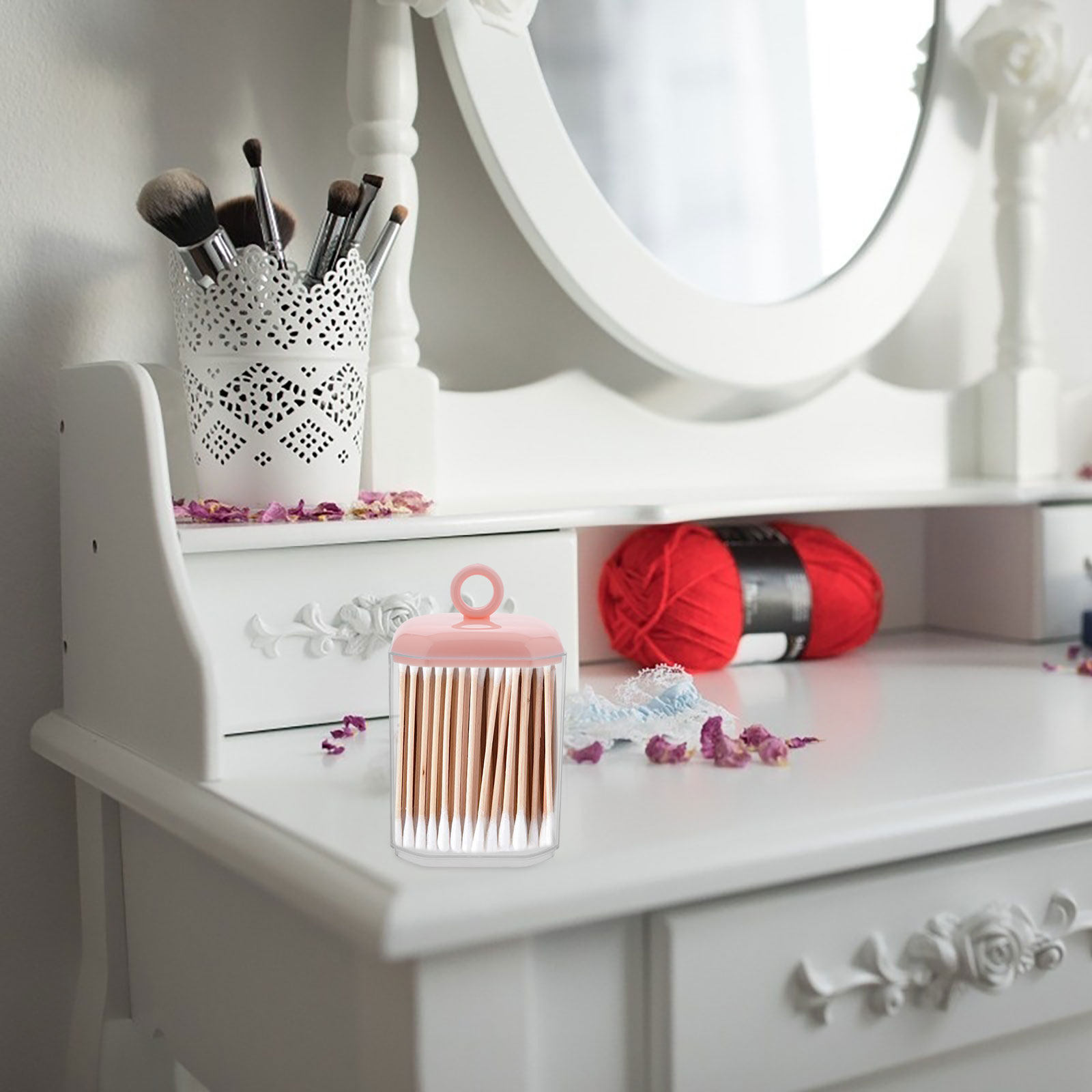 Desktop Cotton Bud Storage Box - Home Essentials Bathroom Organizer ulasan dan harga