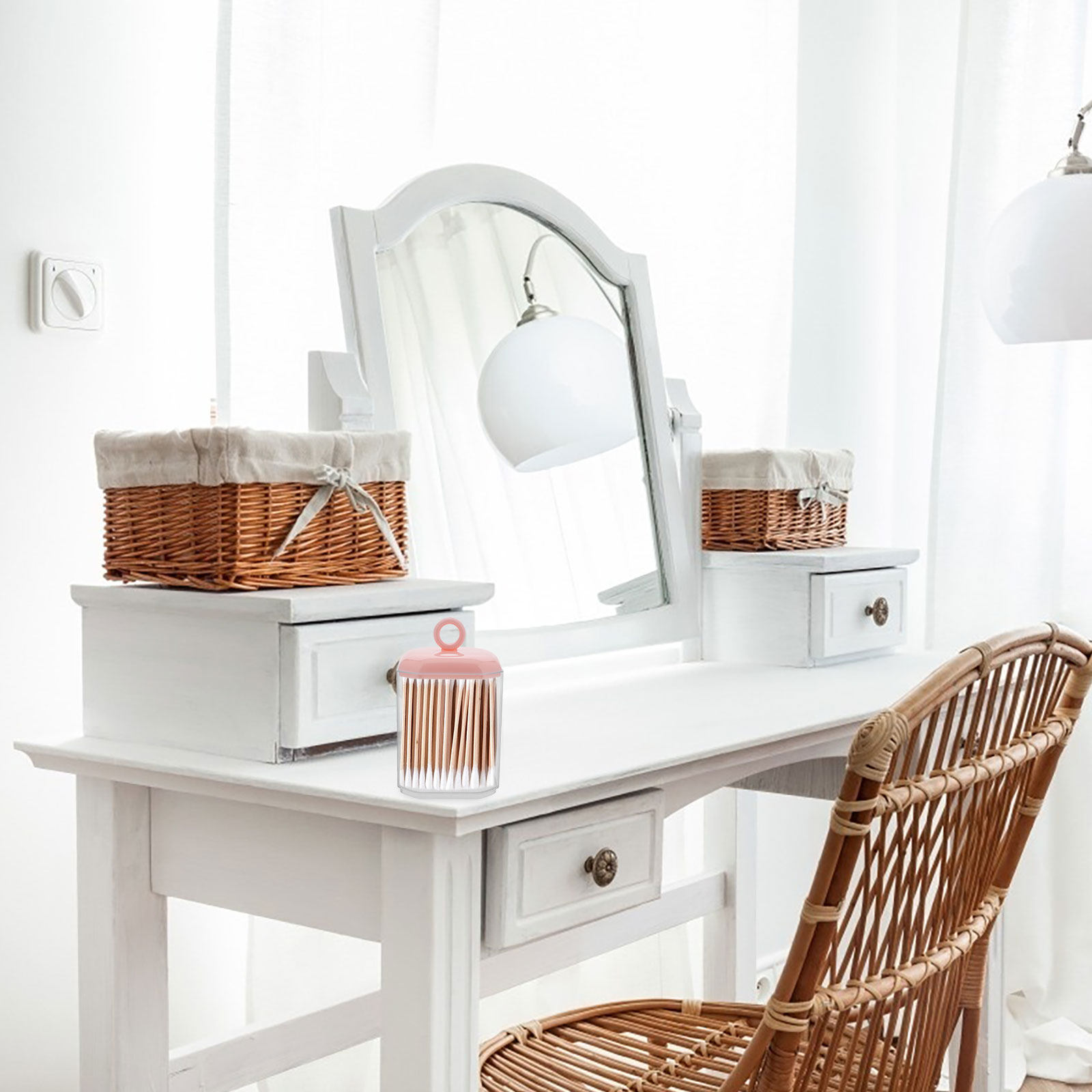 Desktop Cotton Bud Storage Box - Home Essentials Bathroom Organizer ulasan dan harga