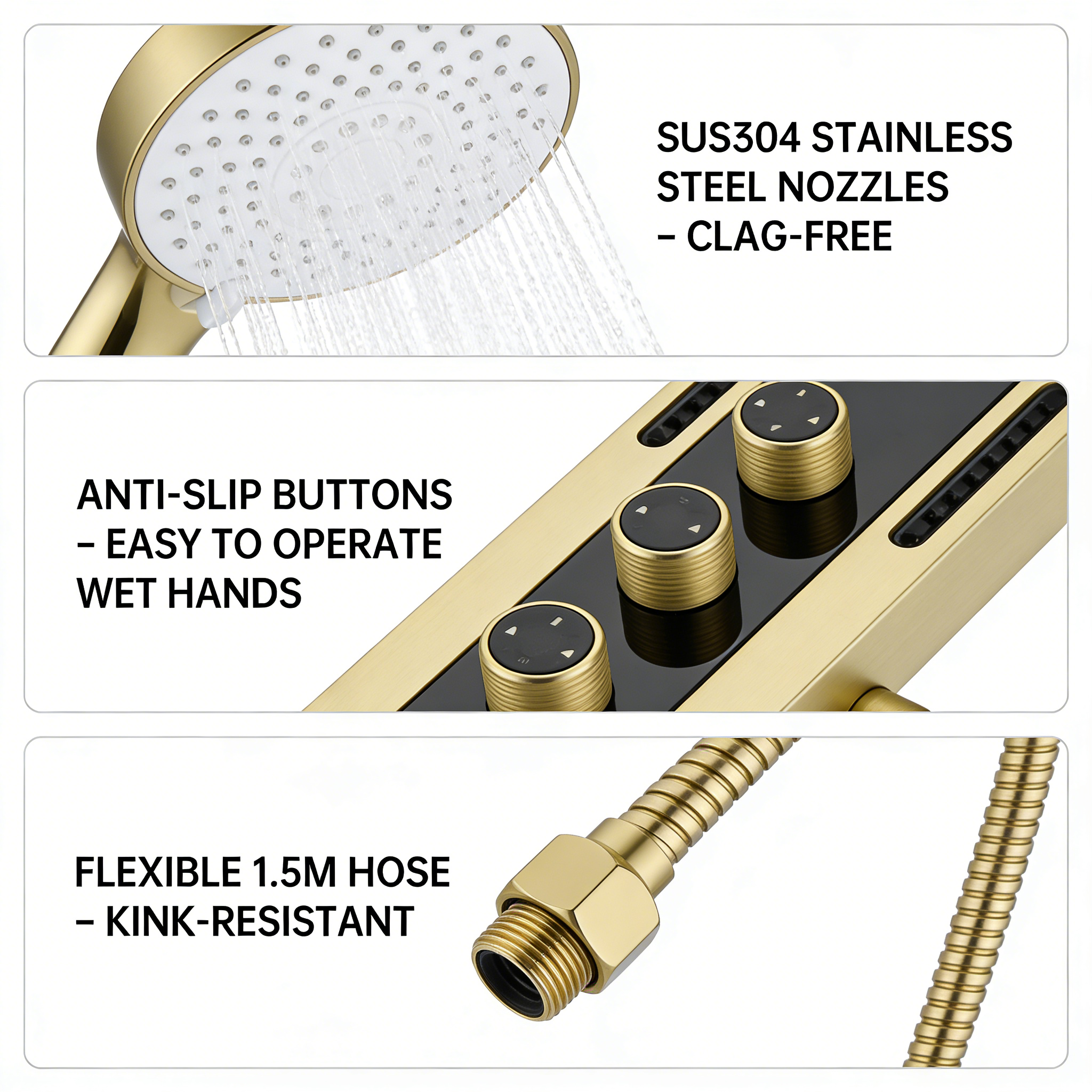 Brushed Gold Rain Shower Head  - Shower Head Rain ulasan dan harga