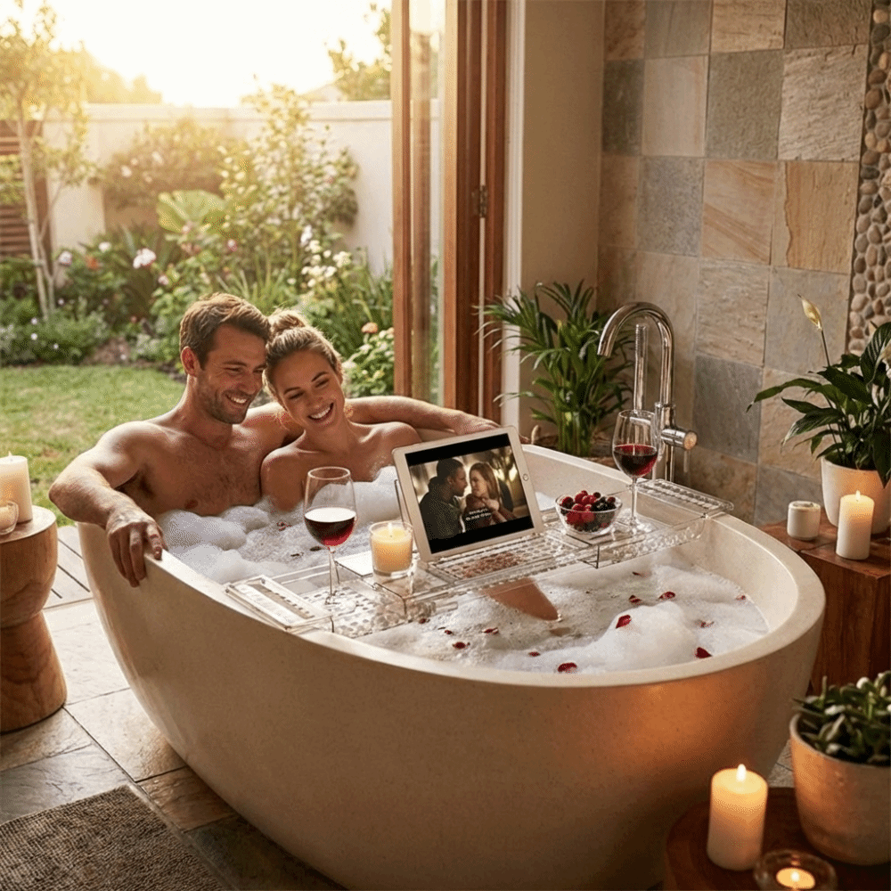 Transparent Bathtub Holder Tra - Bath Caddy Tray ulasan dan harga