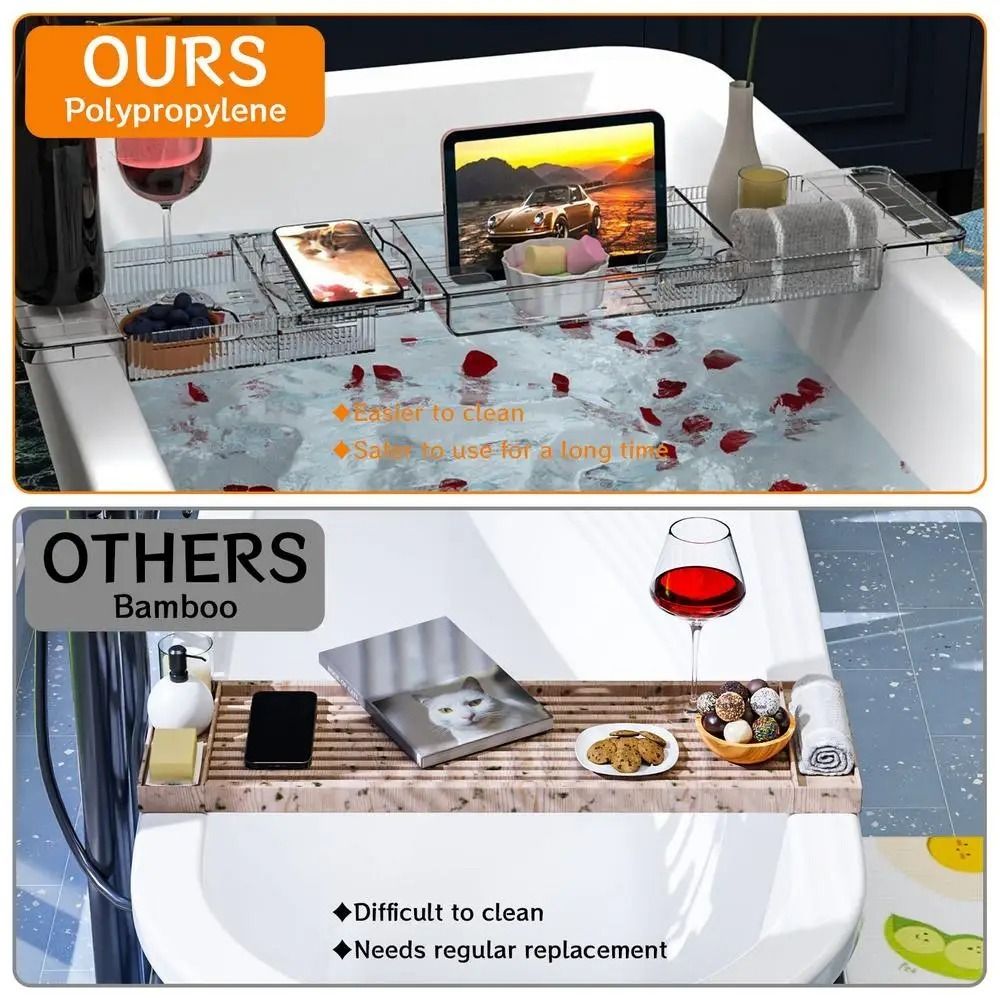 Transparent Bathtub Holder Tra - Bath Caddy Tray ulasan dan harga
