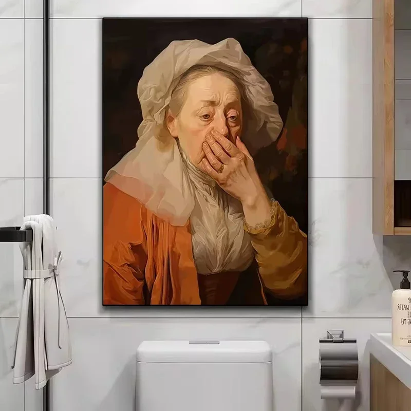 Funny Mona Lisa Wearing Pearls - Home Bathroom Toilet ulasan dan harga